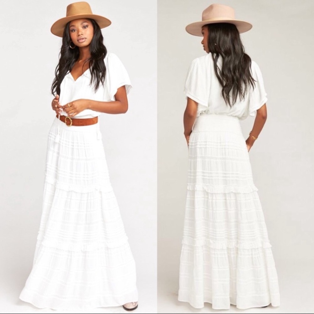 Show Me Your MuMu White Tiered Maxi Skirt
